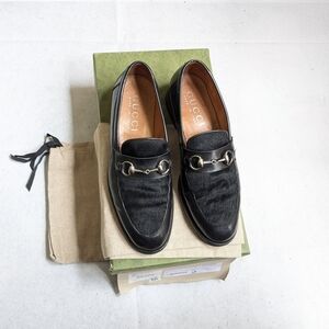 Gucci Men’s Black Horsebit Leather & Pony Hair Loafers 8.5 D